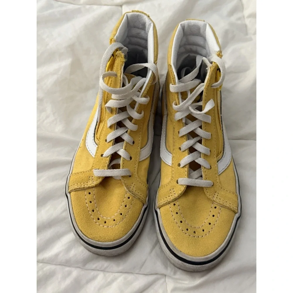 Vans Sk8 Hi Zip Shoes Youth Sz 13.5 High Top Skate Sneakers Yellow Classic Suede